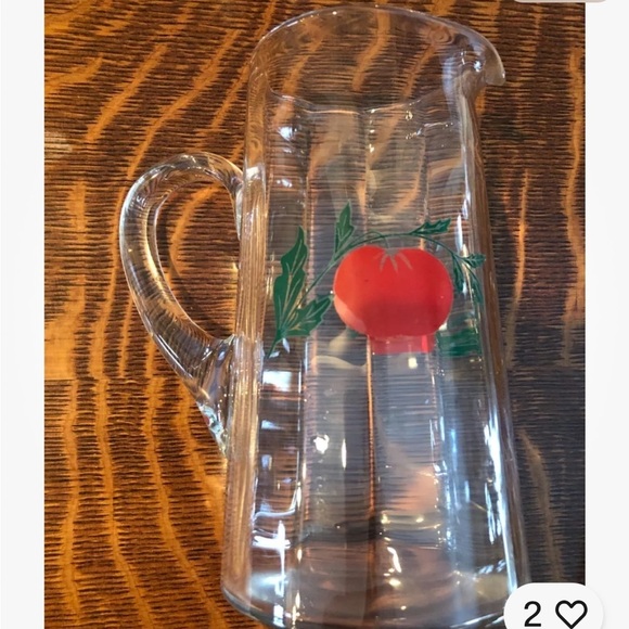 Vintage Pitcher Glass Set Tomatoes Juice Bloody Mary - Picture 2 of 3